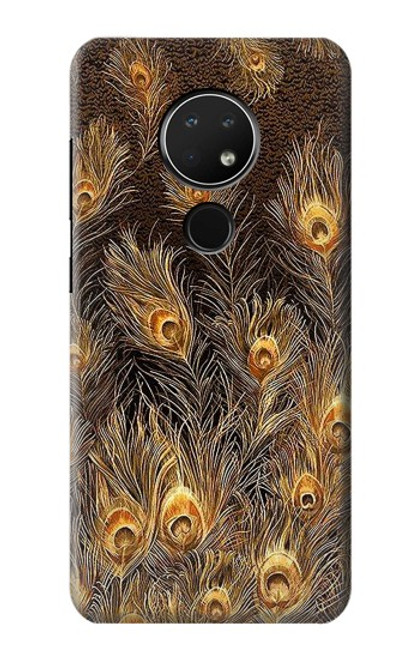 W3691 Gold Peacock Feather Hülle Schutzhülle Taschen und Leder Flip für Nokia 6.2