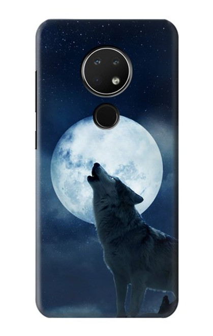 W3693 Grim White Wolf Full Moon Hülle Schutzhülle Taschen und Leder Flip für Nokia 6.2