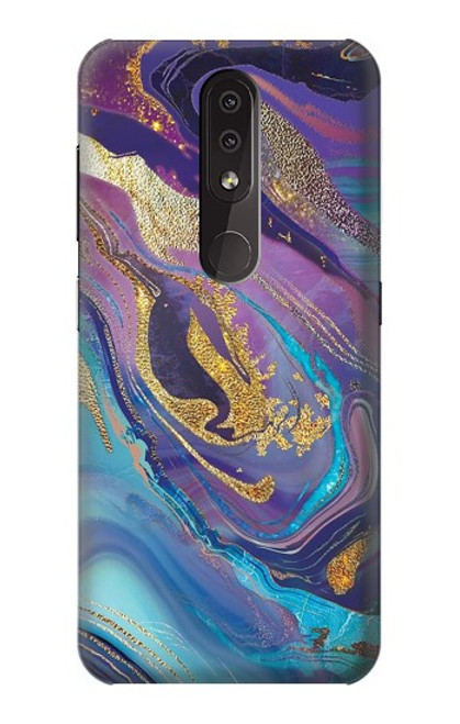 W3676 Colorful Abstract Marble Stone Hülle Schutzhülle Taschen und Leder Flip für Nokia 4.2