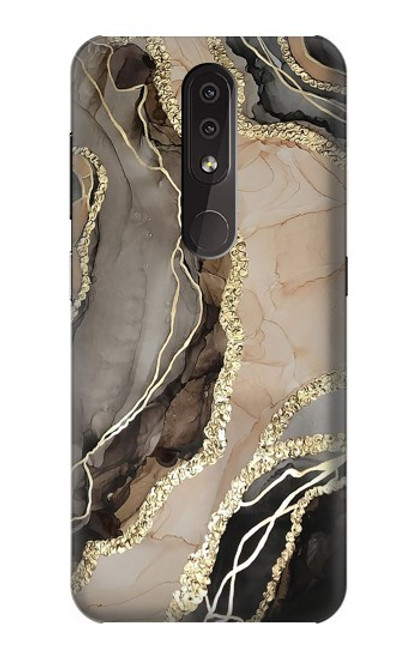 W3700 Marble Gold Graphic Printed Hülle Schutzhülle Taschen und Leder Flip für Nokia 4.2