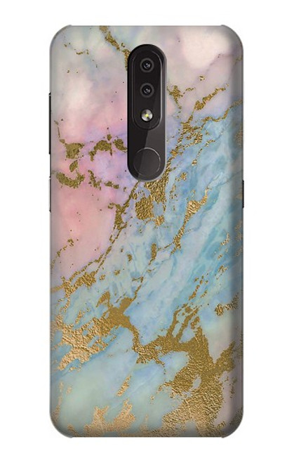 W3717 Rose Gold Blue Pastel Marble Graphic Printed Hülle Schutzhülle Taschen und Leder Flip für Nokia 4.2