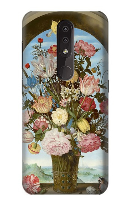 W3749 Vase of Flowers Hülle Schutzhülle Taschen und Leder Flip für Nokia 4.2