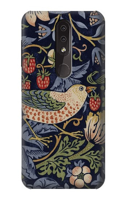 W3791 William Morris Strawberry Thief Fabric Hülle Schutzhülle Taschen und Leder Flip für Nokia 4.2