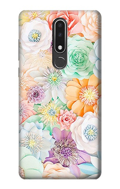 W3705 Pastel Floral Flower Hülle Schutzhülle Taschen und Leder Flip für Nokia 3.1 plus