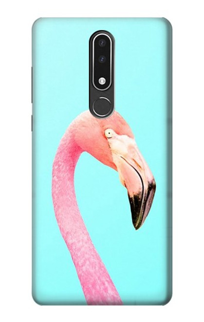 W3708 Pink Flamingo Hülle Schutzhülle Taschen und Leder Flip für Nokia 3.1 plus