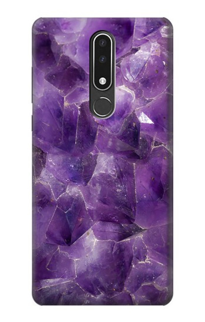 W3713 Purple Quartz Amethyst Graphic Printed Hülle Schutzhülle Taschen und Leder Flip für Nokia 3.1 plus
