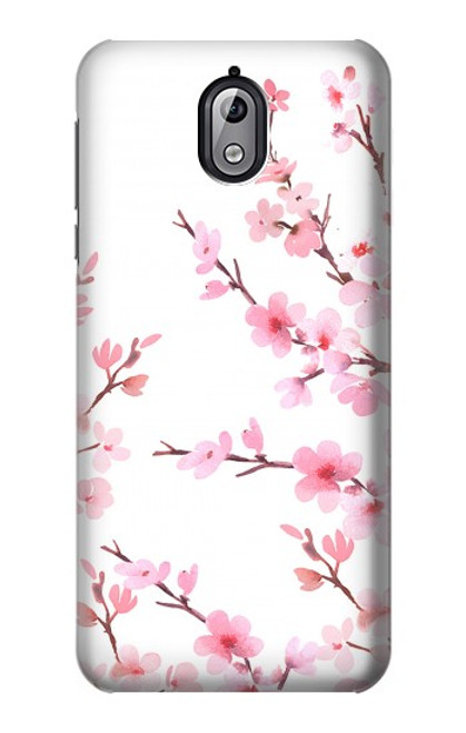 W3707 Pink Cherry Blossom Spring Flower Hülle Schutzhülle Taschen und Leder Flip für Nokia 3.1
