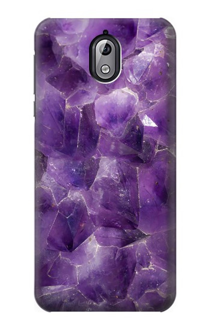 W3713 Purple Quartz Amethyst Graphic Printed Hülle Schutzhülle Taschen und Leder Flip für Nokia 3.1