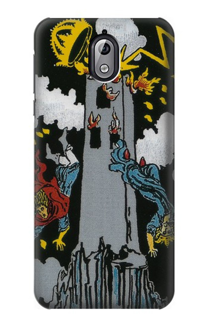 W3745 Tarot Card The Tower Hülle Schutzhülle Taschen und Leder Flip für Nokia 3.1