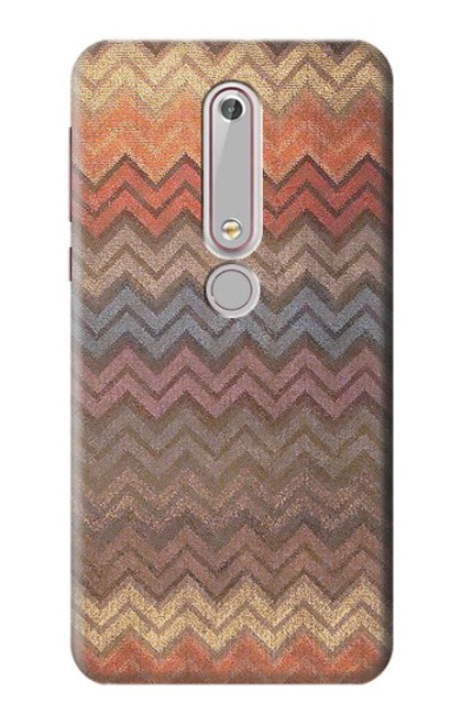 W3752 Zigzag Fabric Pattern Graphic Printed Hülle Schutzhülle Taschen und Leder Flip für Nokia 6.1, Nokia 6 2018