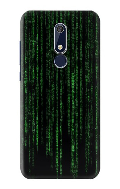 W3668 Binary Code Hülle Schutzhülle Taschen und Leder Flip für Nokia 5.1, Nokia 5 2018