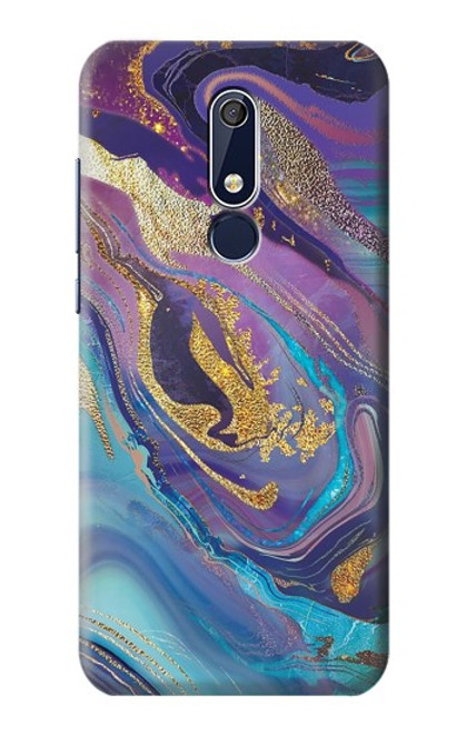 W3676 Colorful Abstract Marble Stone Hülle Schutzhülle Taschen und Leder Flip für Nokia 5.1, Nokia 5 2018