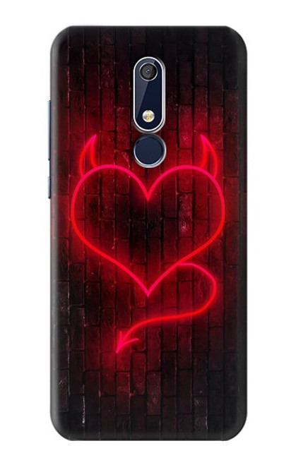 W3682 Devil Heart Hülle Schutzhülle Taschen und Leder Flip für Nokia 5.1, Nokia 5 2018