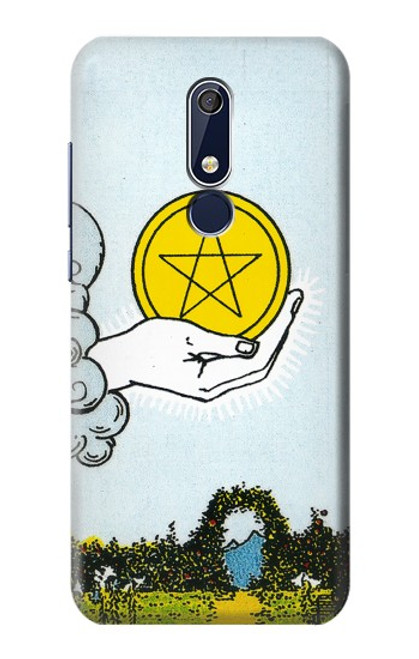 W3722 Tarot Card Ace of Pentacles Coins Hülle Schutzhülle Taschen und Leder Flip für Nokia 5.1, Nokia 5 2018