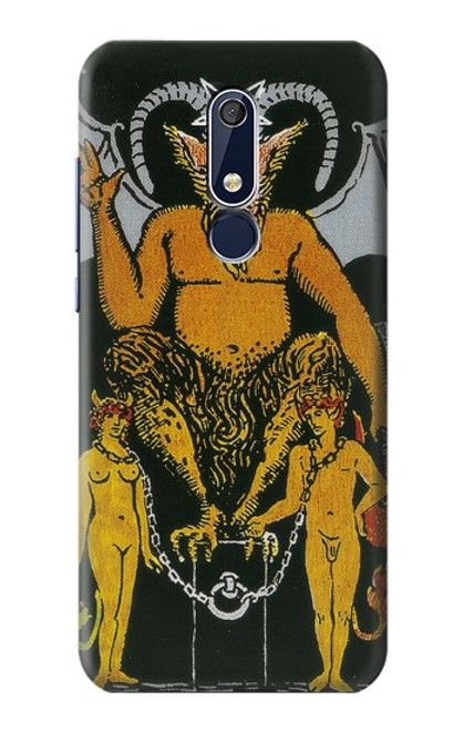 W3740 Tarot Card The Devil Hülle Schutzhülle Taschen und Leder Flip für Nokia 5.1, Nokia 5 2018