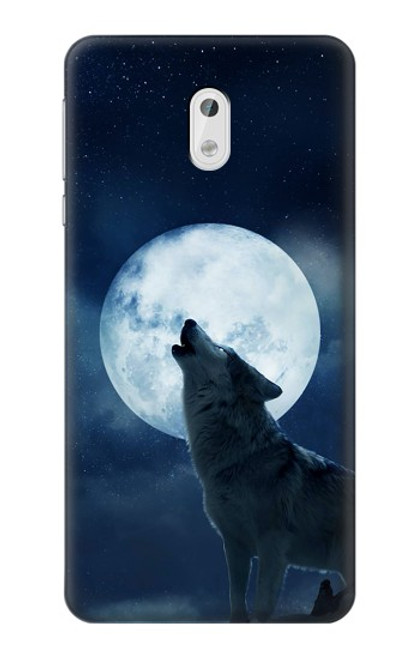 W3693 Grim White Wolf Full Moon Hülle Schutzhülle Taschen und Leder Flip für Nokia 3