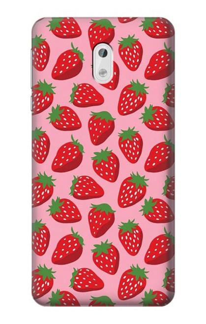 W3719 Strawberry Pattern Hülle Schutzhülle Taschen und Leder Flip für Nokia 3