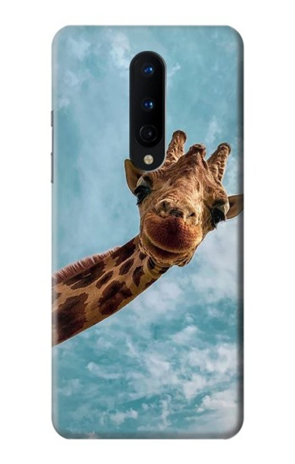 W3680 Cute Smile Giraffe Hülle Schutzhülle Taschen und Leder Flip für OnePlus 8