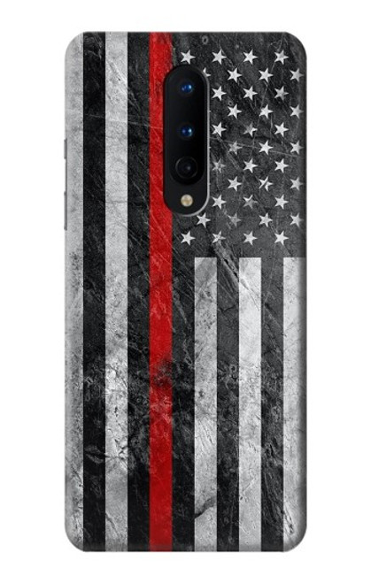 W3687 Firefighter Thin Red Line American Flag Hülle Schutzhülle Taschen und Leder Flip für OnePlus 8