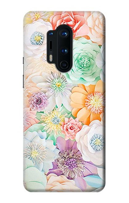 W3705 Pastel Floral Flower Hülle Schutzhülle Taschen und Leder Flip für OnePlus 8 Pro