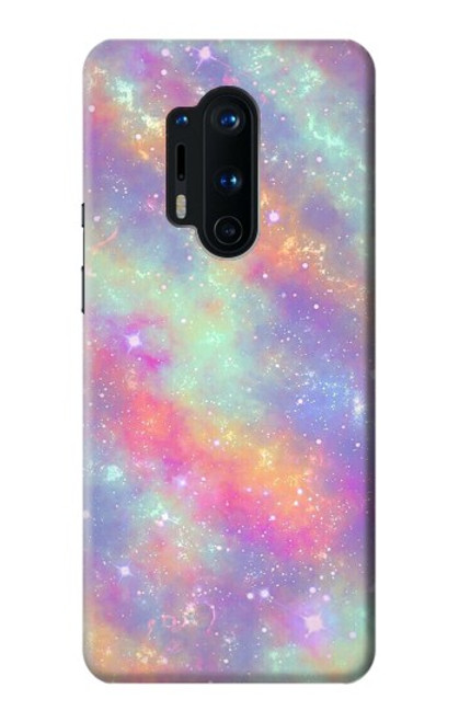 W3706 Pastel Rainbow Galaxy Pink Sky Hülle Schutzhülle Taschen und Leder Flip für OnePlus 8 Pro