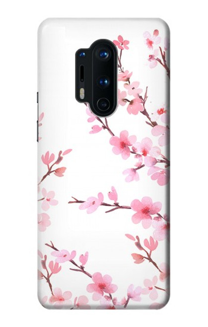 W3707 Pink Cherry Blossom Spring Flower Hülle Schutzhülle Taschen und Leder Flip für OnePlus 8 Pro