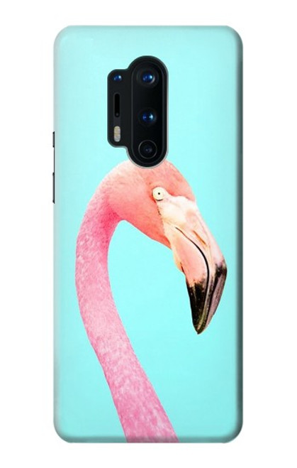 W3708 Pink Flamingo Hülle Schutzhülle Taschen und Leder Flip für OnePlus 8 Pro