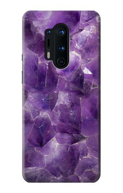 W3713 Purple Quartz Amethyst Graphic Printed Hülle Schutzhülle Taschen und Leder Flip für OnePlus 8 Pro