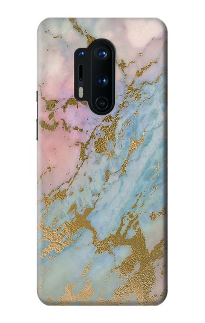 W3717 Rose Gold Blue Pastel Marble Graphic Printed Hülle Schutzhülle Taschen und Leder Flip für OnePlus 8 Pro