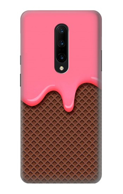 W3754 Strawberry Ice Cream Cone Hülle Schutzhülle Taschen und Leder Flip für OnePlus 7 Pro