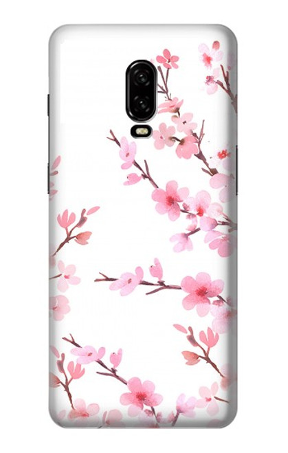 W3707 Pink Cherry Blossom Spring Flower Hülle Schutzhülle Taschen und Leder Flip für OnePlus 6T