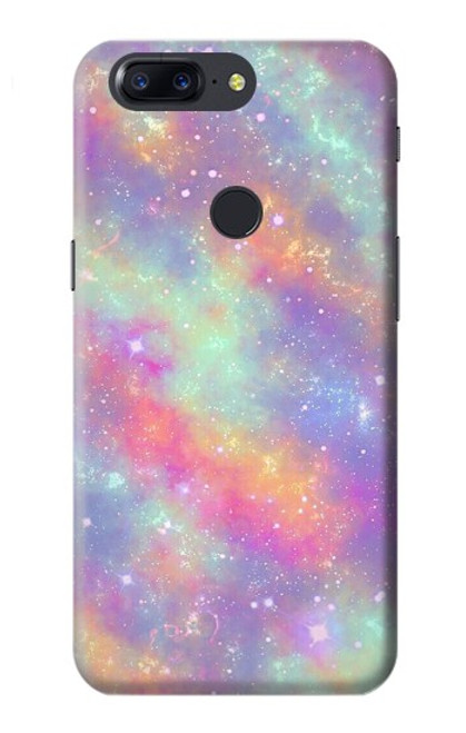W3706 Pastel Rainbow Galaxy Pink Sky Hülle Schutzhülle Taschen und Leder Flip für OnePlus 5T