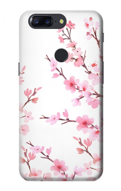 W3707 Pink Cherry Blossom Spring Flower Hülle Schutzhülle Taschen und Leder Flip für OnePlus 5T