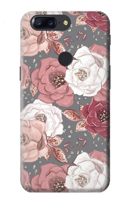 W3716 Rose Floral Pattern Hülle Schutzhülle Taschen und Leder Flip für OnePlus 5T