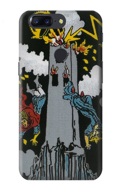 W3745 Tarot Card The Tower Hülle Schutzhülle Taschen und Leder Flip für OnePlus 5T