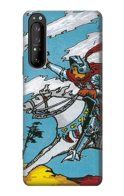 W3731 Tarot Card Knight of Swords Hülle Schutzhülle Taschen und Leder Flip für Sony Xperia 1 II