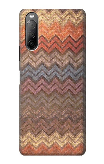 W3752 Zigzag Fabric Pattern Graphic Printed Hülle Schutzhülle Taschen und Leder Flip für Sony Xperia 10 II