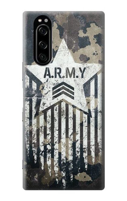 W3666 Army Camo Camouflage Hülle Schutzhülle Taschen und Leder Flip für Sony Xperia 5