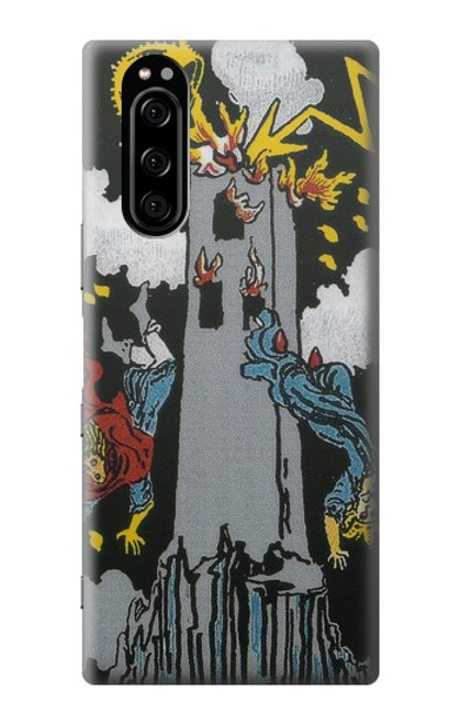 W3745 Tarot Card The Tower Hülle Schutzhülle Taschen und Leder Flip für Sony Xperia 5