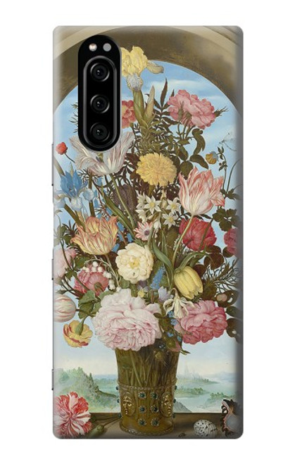 W3749 Vase of Flowers Hülle Schutzhülle Taschen und Leder Flip für Sony Xperia 5