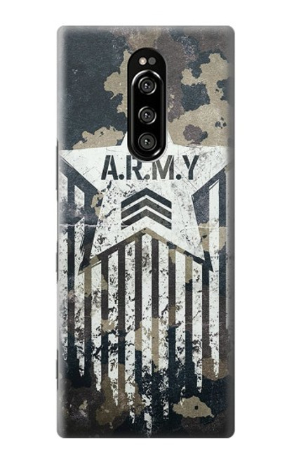 W3666 Army Camo Camouflage Hülle Schutzhülle Taschen und Leder Flip für Sony Xperia 1