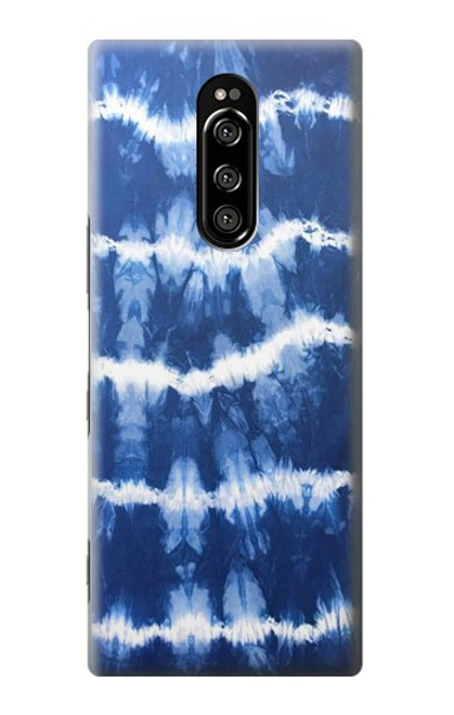 W3671 Blue Tie Dye Hülle Schutzhülle Taschen und Leder Flip für Sony Xperia 1