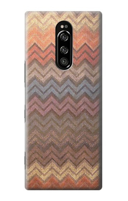 W3752 Zigzag Fabric Pattern Graphic Printed Hülle Schutzhülle Taschen und Leder Flip für Sony Xperia 1