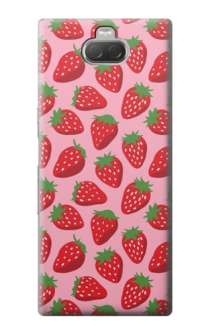 W3719 Strawberry Pattern Hülle Schutzhülle Taschen und Leder Flip für Sony Xperia 10