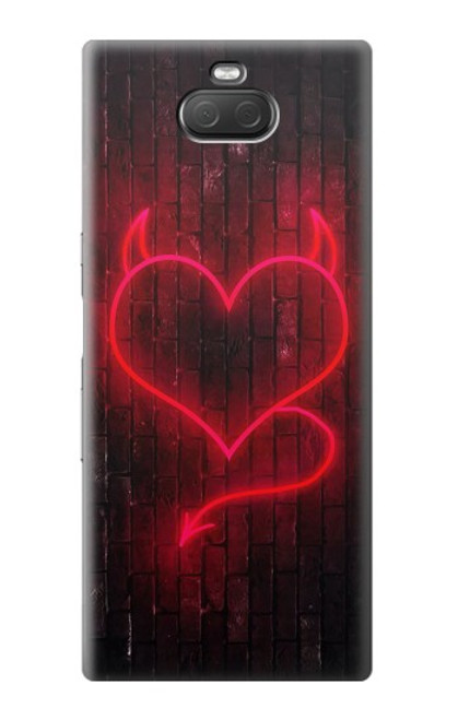 W3682 Devil Heart Hülle Schutzhülle Taschen und Leder Flip für Sony Xperia 10 Plus