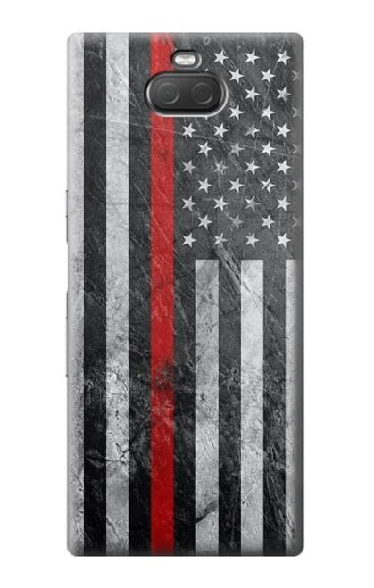 W3687 Firefighter Thin Red Line American Flag Hülle Schutzhülle Taschen und Leder Flip für Sony Xperia 10 Plus