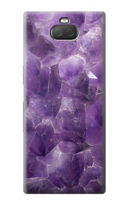 W3713 Purple Quartz Amethyst Graphic Printed Hülle Schutzhülle Taschen und Leder Flip für Sony Xperia 10 Plus