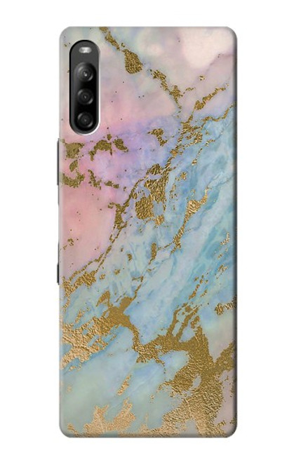 W3717 Rose Gold Blue Pastel Marble Graphic Printed Hülle Schutzhülle Taschen und Leder Flip für Sony Xperia L4