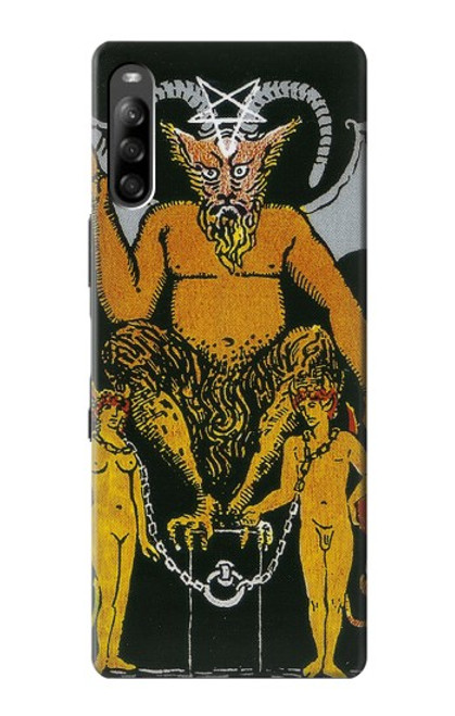 W3740 Tarot Card The Devil Hülle Schutzhülle Taschen und Leder Flip für Sony Xperia L4