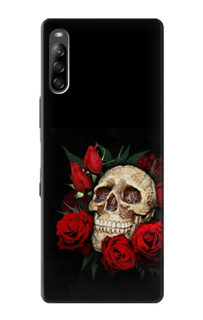 W3753 Dark Gothic Goth Skull Roses Hülle Schutzhülle Taschen und Leder Flip für Sony Xperia L4